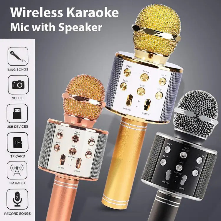 3-in-1 Handheld Portable Bluetooth Karaoke Microphone Recording Mic Speaker