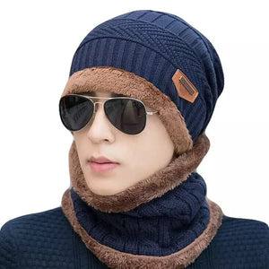 Song Ting Warm Knitted 1 Hat and 1 Neck Warmer Collar